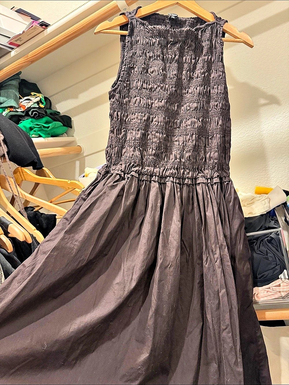 Madewell Smocked Midi Dress brown